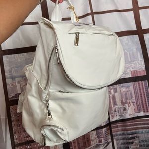 NWT House of Harlow 1960 Nylon White Backpack Multiple Pockets Detachable Pouch